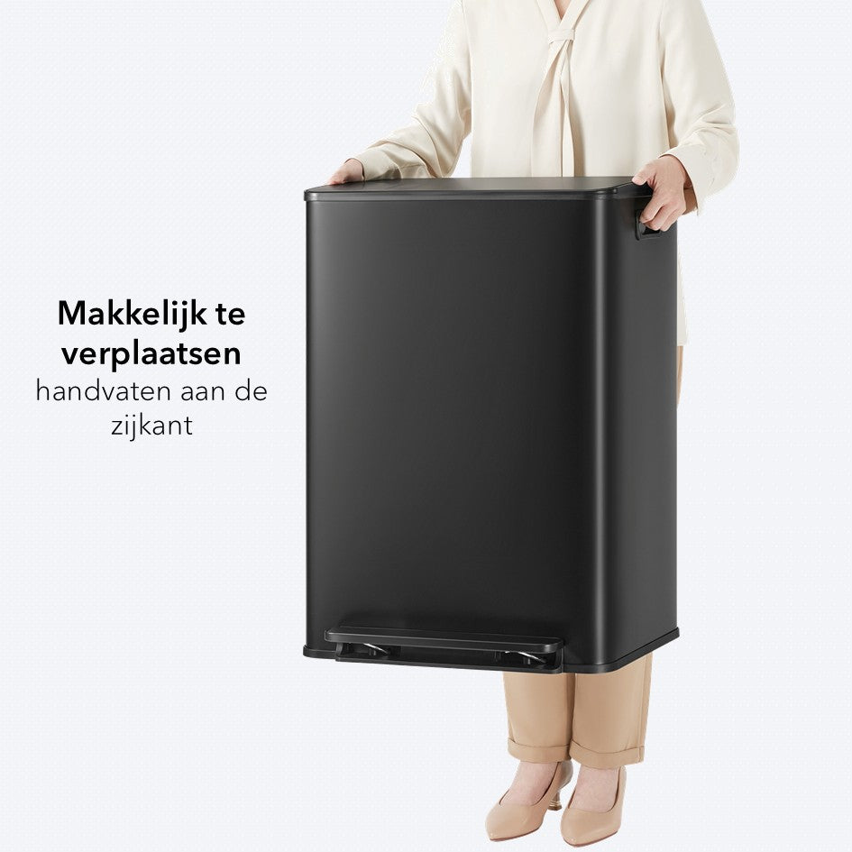 OneStep Prullenbak 60 Liter (30+30L) - 2 Vakken - Metalen Deksel