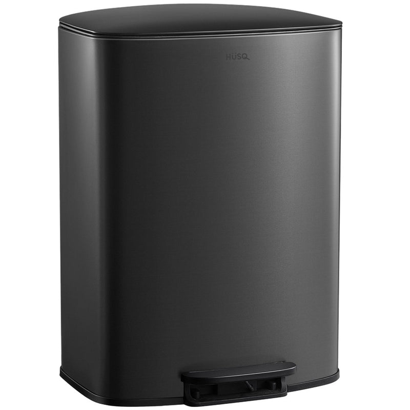 Prullenbak 50 Liter in RVS - met Pedaal en Soft Close - Mat Zwart