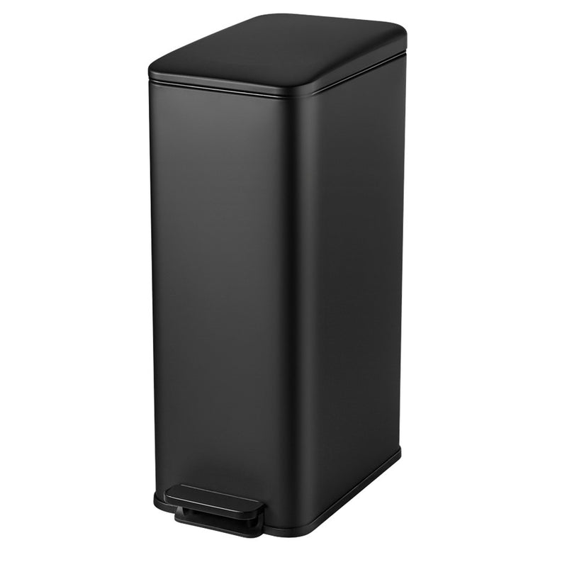 Prullenbak 30 Liter - Smalle RVS Pedaalemmer - Mat Zwart