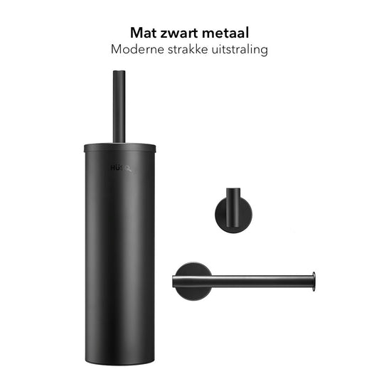 Toiletaccessoire set voor WC met Montagemateriaal - Toiletborstelhouder - Toiletrolhouder - Handdoekhaak