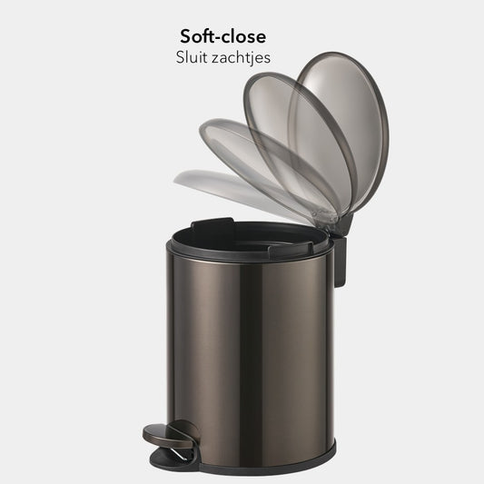 Slimbin Prullenbak 5 Liter - glanzend gun metal