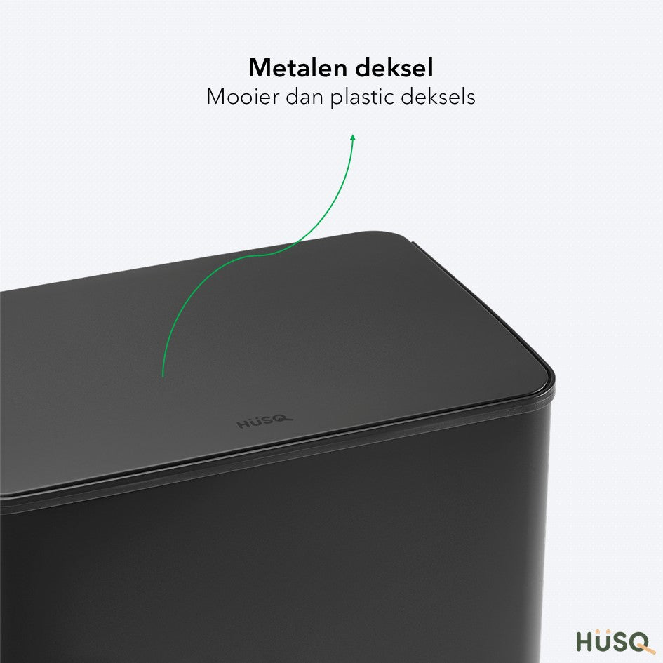 OneStep Prullenbak 60 Liter (30+30L) - 2 Vakken - Metalen Deksel