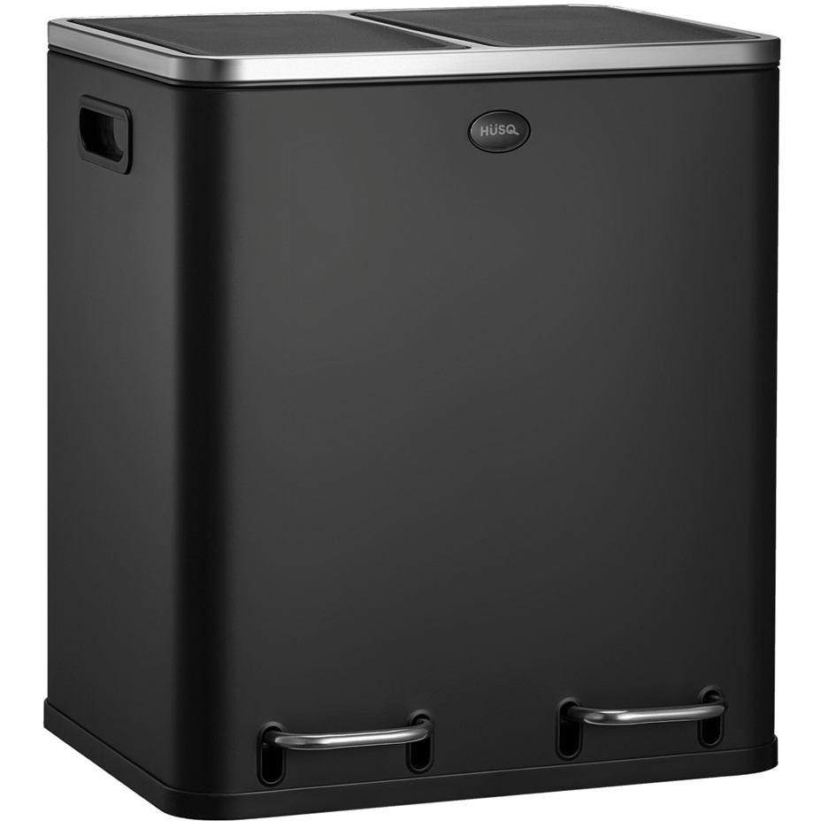 HÜSQ Prullenbak 60 Liter - Zwarte Vuilbak met 3 Vakken - Trio Vuilnisbak 3 X 20 Liter HÜSQ Prullenbak 60 Liter - Zwarte Vuilbak met 3 Vakken - Trio Vuilnisbak 3 X 20 Liter