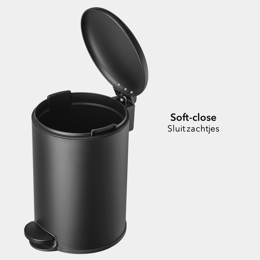 Slimbin Prullenbak 12 liter - Middelgrote Afvalbak - mat zwart