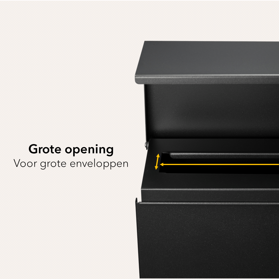 Wand Brievenbus met Slot en Krantenvak - metaal - zwart