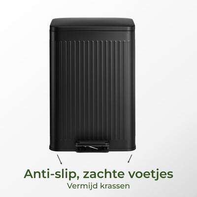 Prullenbak 60 Liter - 1 Binnenemmer - geribbeld zwart