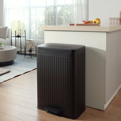 Prullenbak 60 Liter - 1 Binnenemmer - geribbeld zwart