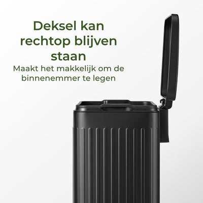 Prullenbak 60 Liter - 1 Binnenemmer - geribbeld zwart