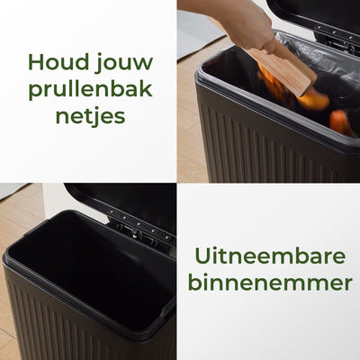 Prullenbak 60 Liter - 1 Binnenemmer - geribbeld zwart