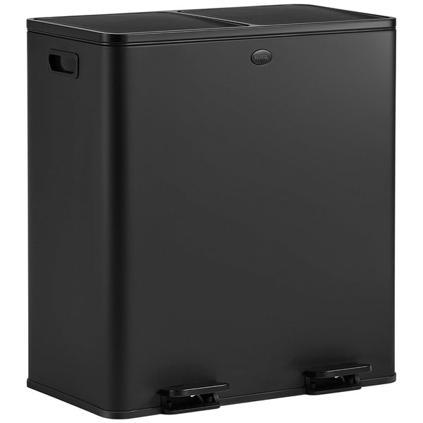 Garbiq Prullenbak 60 liter (2 vakken) - full black edition - volledig zwart
