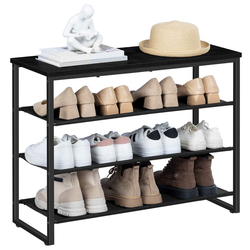 Schoenenrek - Schoenenbank van 75 cm lang - houten Halbank "Full Black version" - Zwart