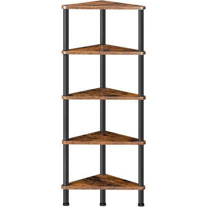 Hoekrek met 5 lagen - Boekenrek - Hout & Metaal – 30x30x115 cm