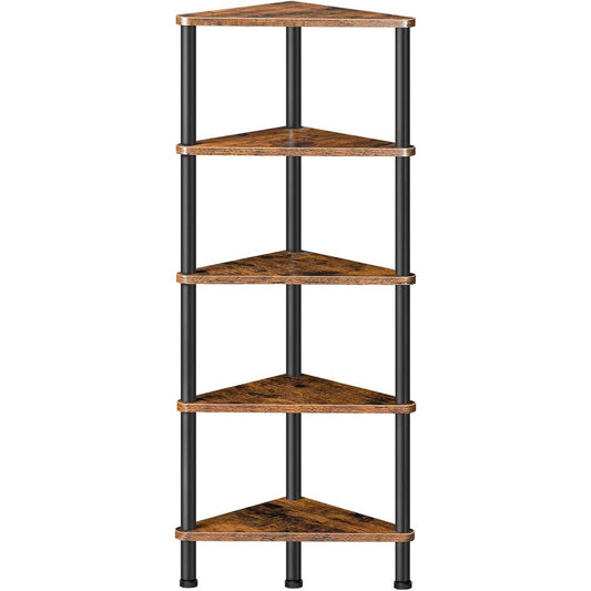 Hoekrek met 5 lagen - Boekenrek - Hout & Metaal – 30x30x115 cm