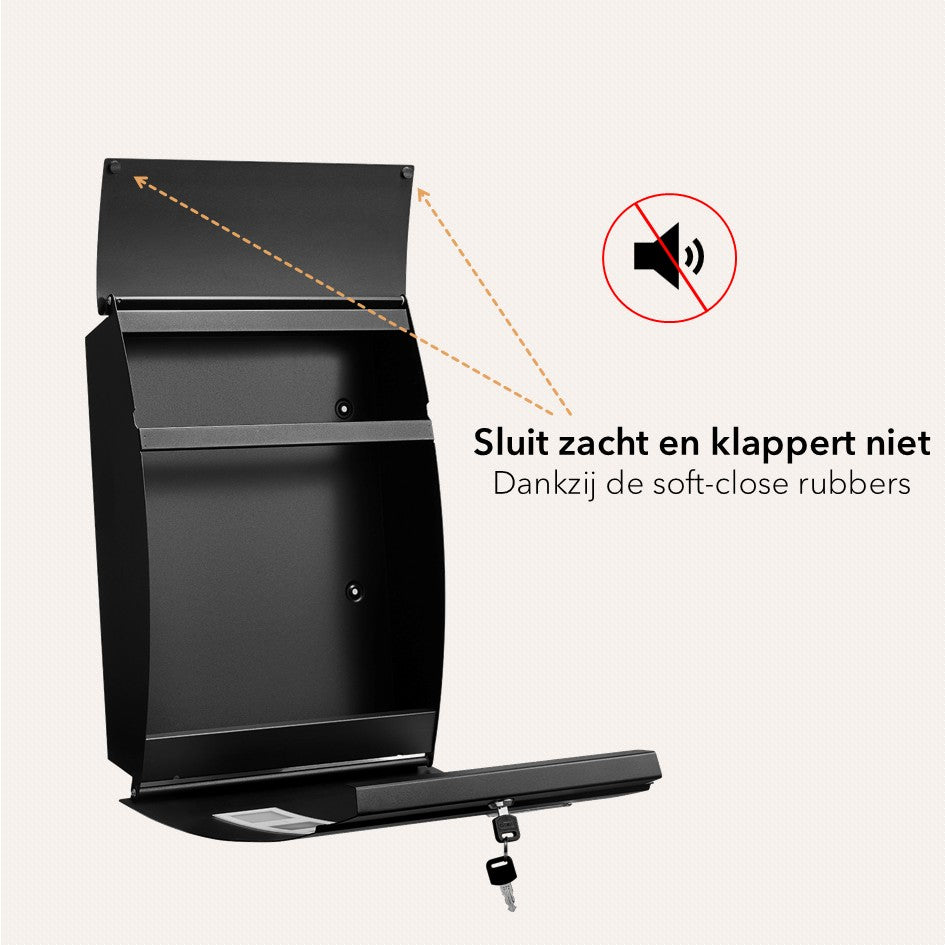 Afgeronde brievenbus - metaal - mat zwart