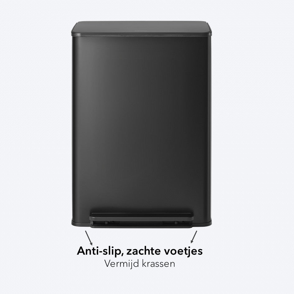 OneStep Prullenbak 60 Liter (30+30L) - 2 Vakken - Metalen Deksel