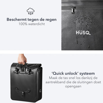 Fahrradtasche 31 Liter | Wasserdicht | Schwarz