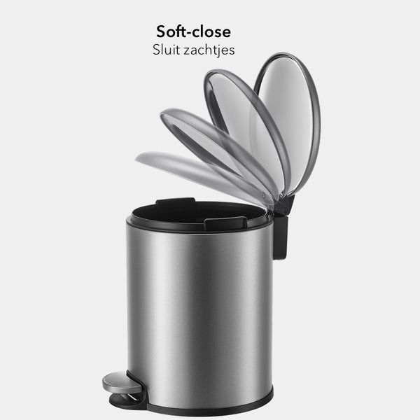 Slimbin Prullenbak 5 Liter - Mat zilver