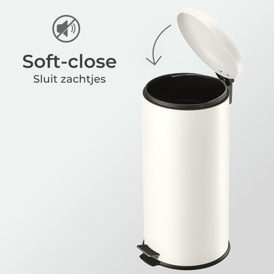 Slimbin Prullenbak - Pedaalemmer van 30 liter - gebroken wit
