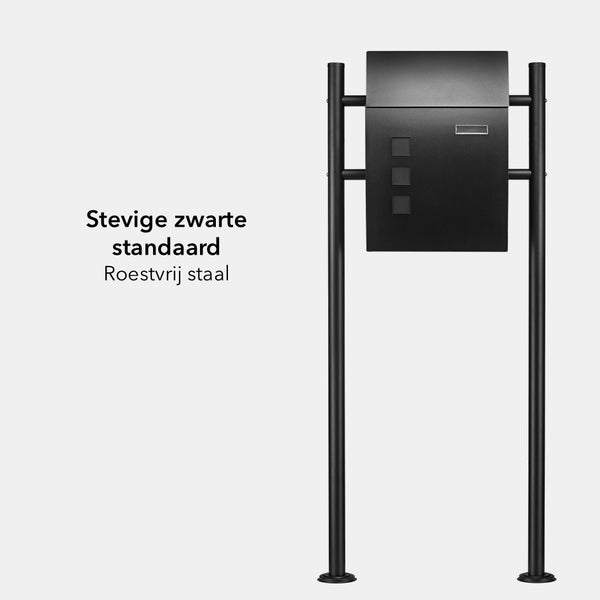 Brievenbus Standaard met 2 Palen - incl. Pluggen - zwart