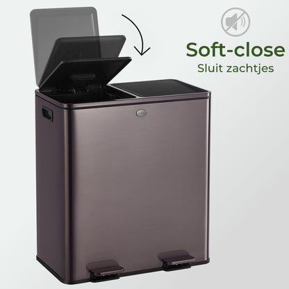 Garbiq Prullenbak 60 liter (2 vakken) - Gun metal