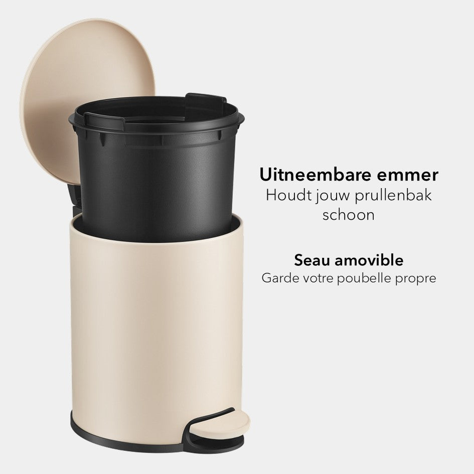 Slimbin Prullenbak 5 Liter - crème