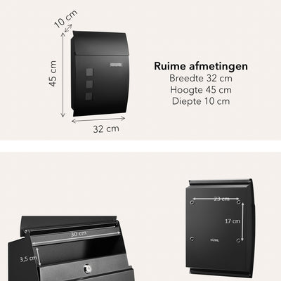 Abgerundeter Briefkasten – Metall – mattschwarz