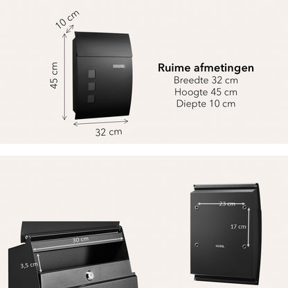 Afgeronde brievenbus - metaal - mat zwart
