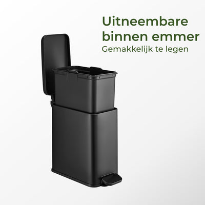 Slimbin smalle Prullenbak 10 Liter - mat zwart