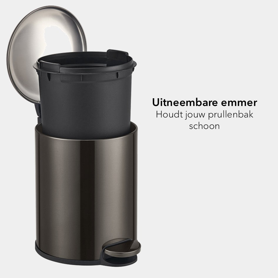 Slimbin Prullenbak 5 Liter - glanzend gun metal