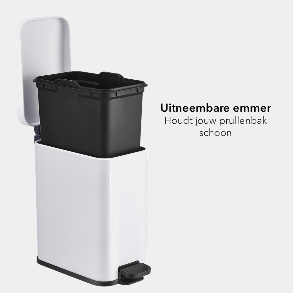 Slimbin smalle Prullenbak 5 Liter - wit