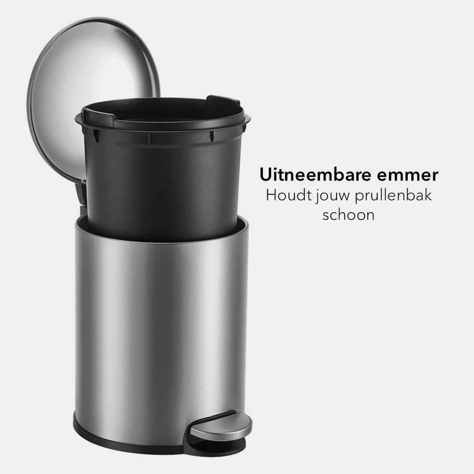 Slimbin Prullenbak 5 Liter - Mat zilver