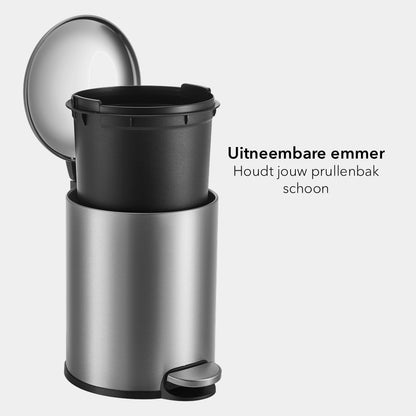 Slimbin Prullenbak 5 Liter - Mat zilver