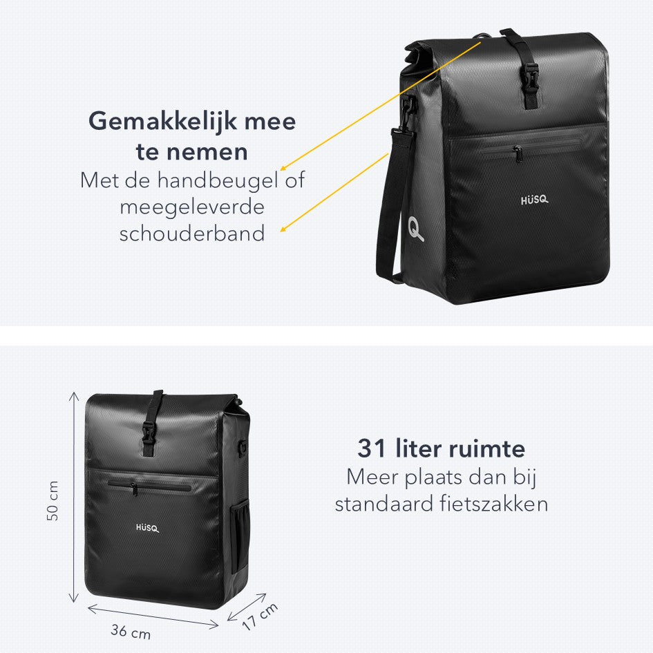 Fietstas 31 Liter | Waterdicht | zwart