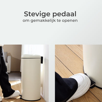 Slimbin Prullenbak - Pedaalemmer van 30 liter - gebroken wit