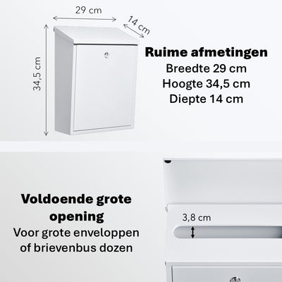 Postmaster sterke grote brievenbus - wit
