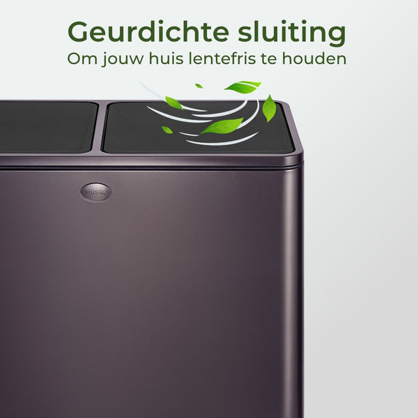 Garbiq Prullenbak 60 liter (2 vakken) - Gun metal