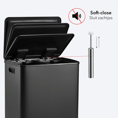 OneStep Abfalleimer 60 Liter (30 + 30 l) – 2 Fächer – Metalldeckel