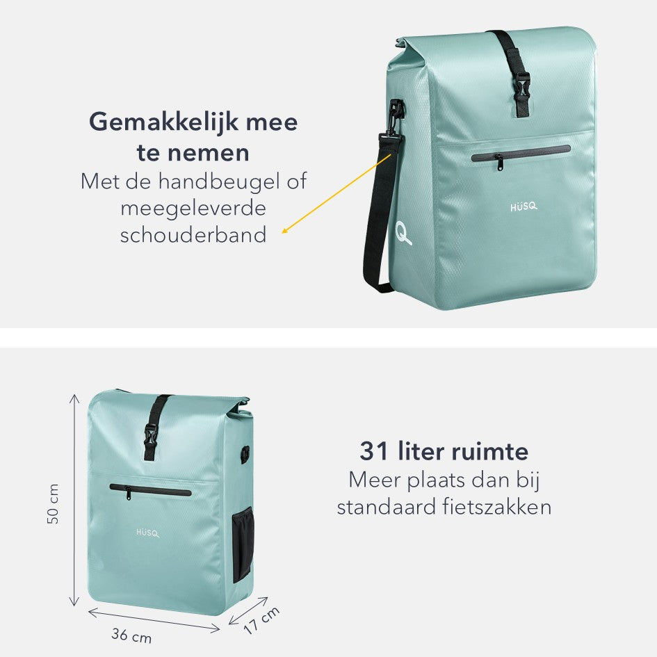 Fietstas 31 Liter | Waterdicht | munt groen