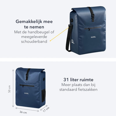 Fahrradtasche 31 Liter | Wasserdicht | Dunkelblau