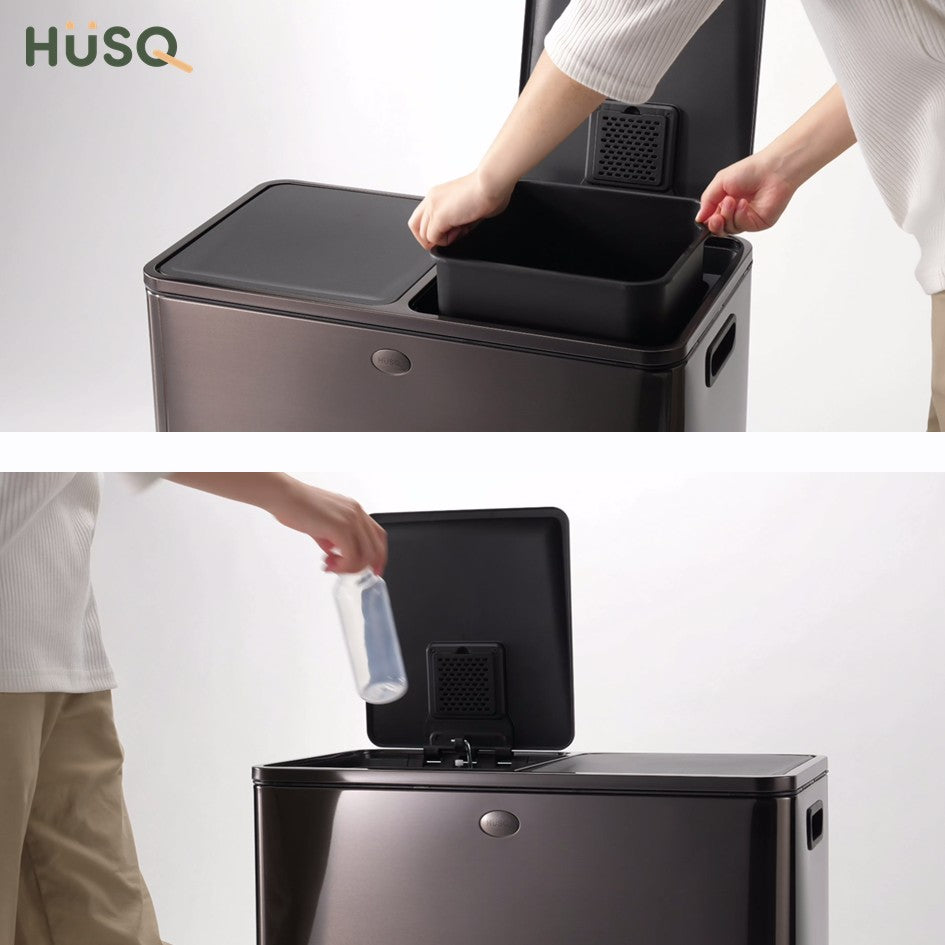 Garbiq Prullenbak 60 liter (2 vakken) - Gun metal