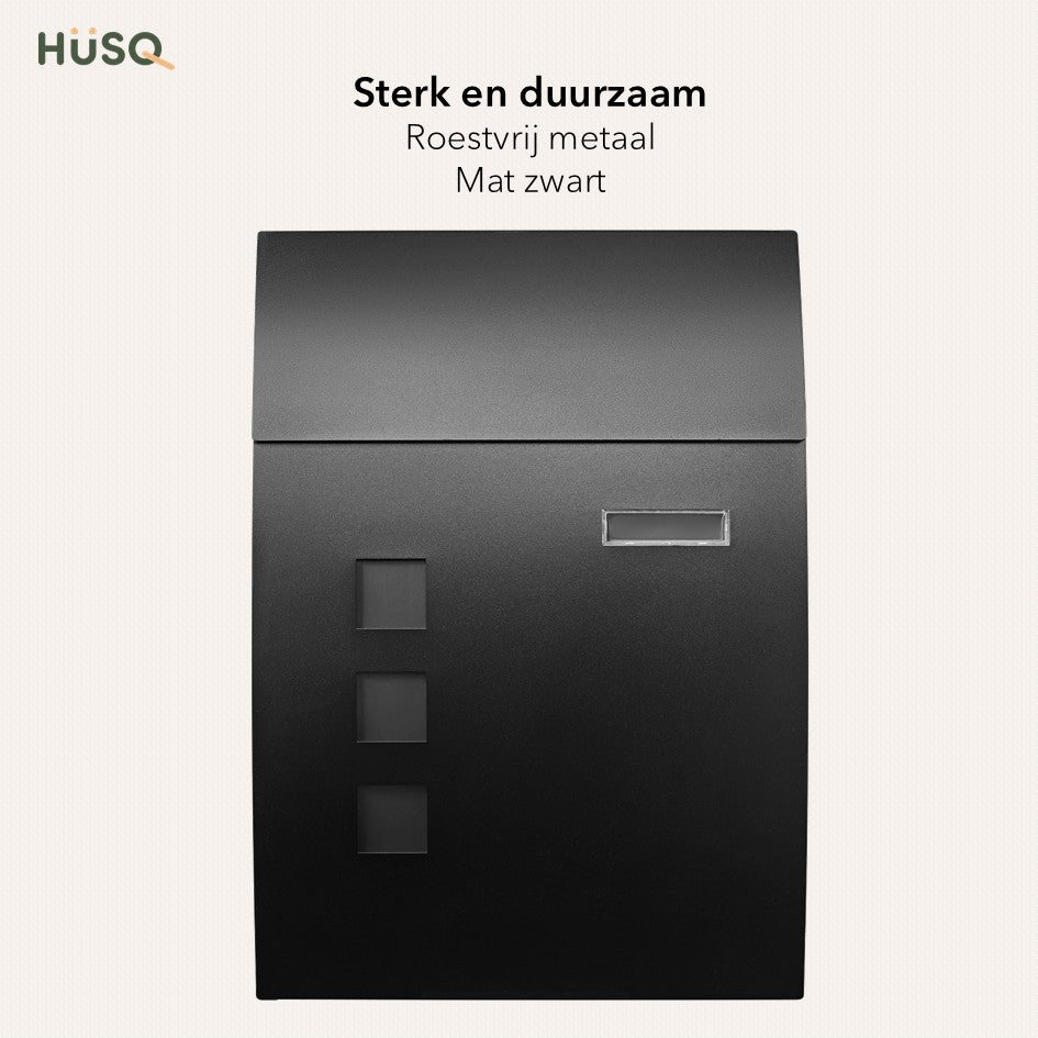 Afgeronde brievenbus - metaal - mat zwart