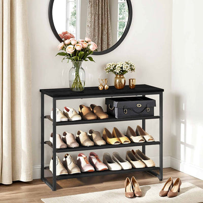 Schoenenrek - Schoenenbank van 75 cm lang - houten Halbank "Full Black version" - Zwart
