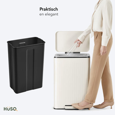 Prullenbak 60 Liter - 1 Binnenemmer - gebroken wit