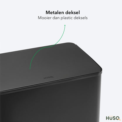 OneStep Prullenbak 60 Liter (30+30L) - 2 Vakken - Metalen Deksel