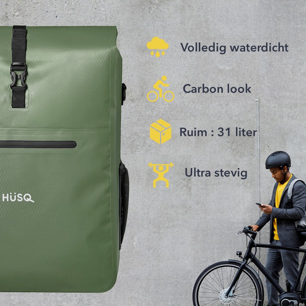 Fietstas 31 Liter | Waterdicht | donker groen