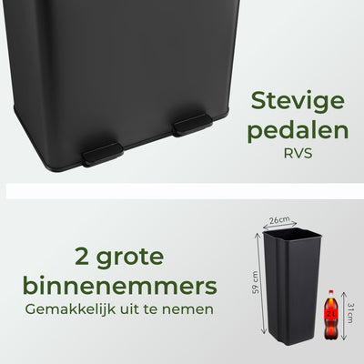 Garbiq Abfalleimer 60 Liter (2 Fächer) – Gunmetal