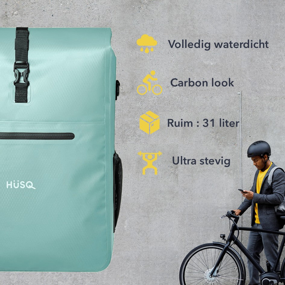 Fietstas 31 Liter | Waterdicht | munt groen