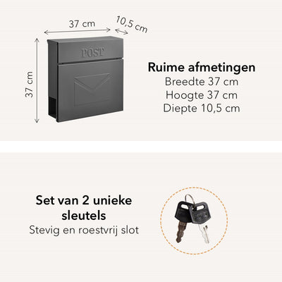 Länglicher Briefkasten – Metall – Anthrazitgrau