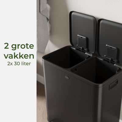 Garbiq Abfalleimer 60 Liter (2 Fächer) – Gunmetal