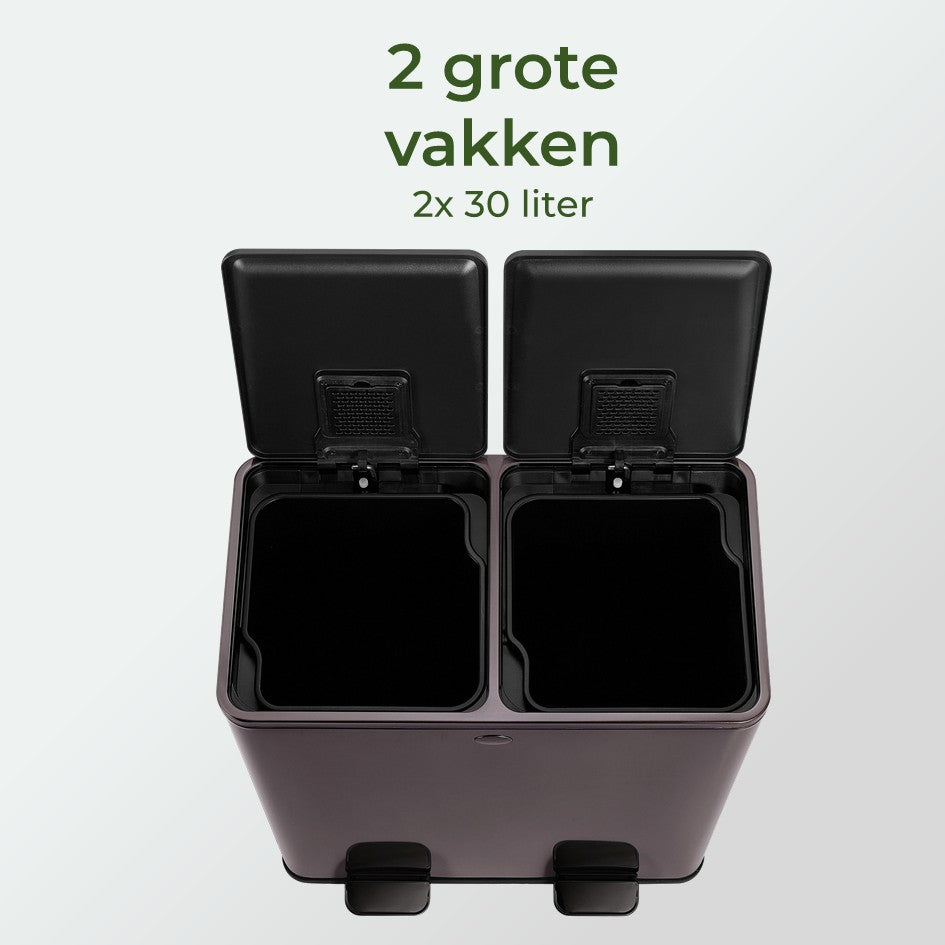 Garbiq Prullenbak 60 liter (2 vakken) - Gun metal